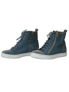 Jeffrey Campbell High Top Studded Denim Sneakers